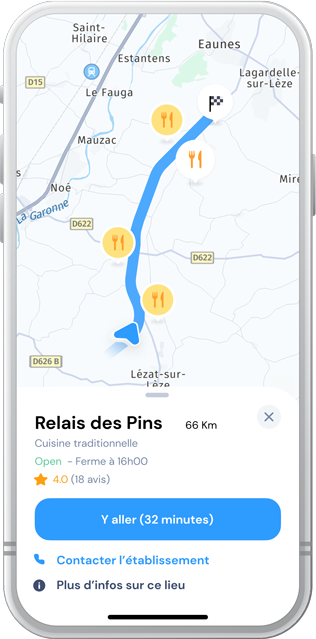 Visualisation des POI accessibles en poids lourd le long de l'itinéraire